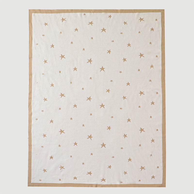 Minikind Cream Star Knitted Baby Blanket