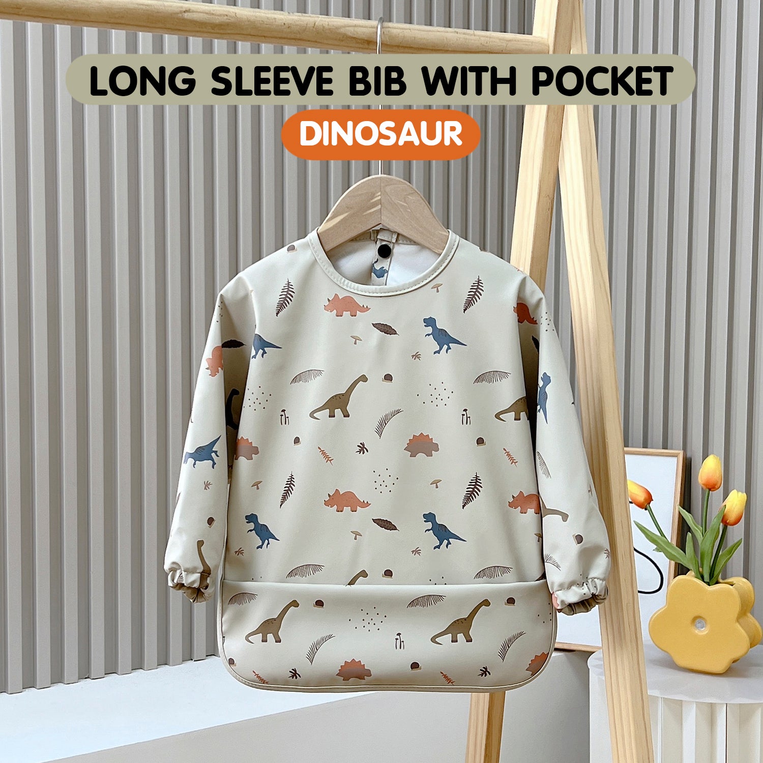 Minikind Long Sleeve Waterproof Bib with Pocket