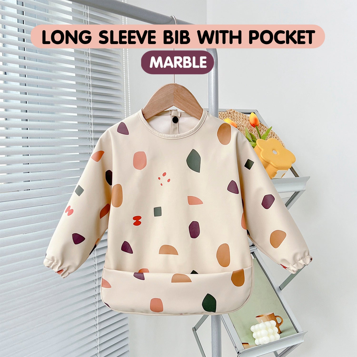 Minikind Long Sleeve Waterproof Bib with Pocket